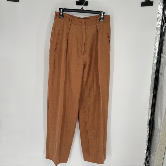 Vintage Linen Brown Gold Hardware Emblem Suit Blazer and Slacks - Picture 3 of 16